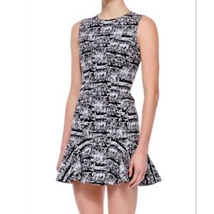Diane von Furstenberg "Jaelyn" cork printed two-tone dress. Black and White